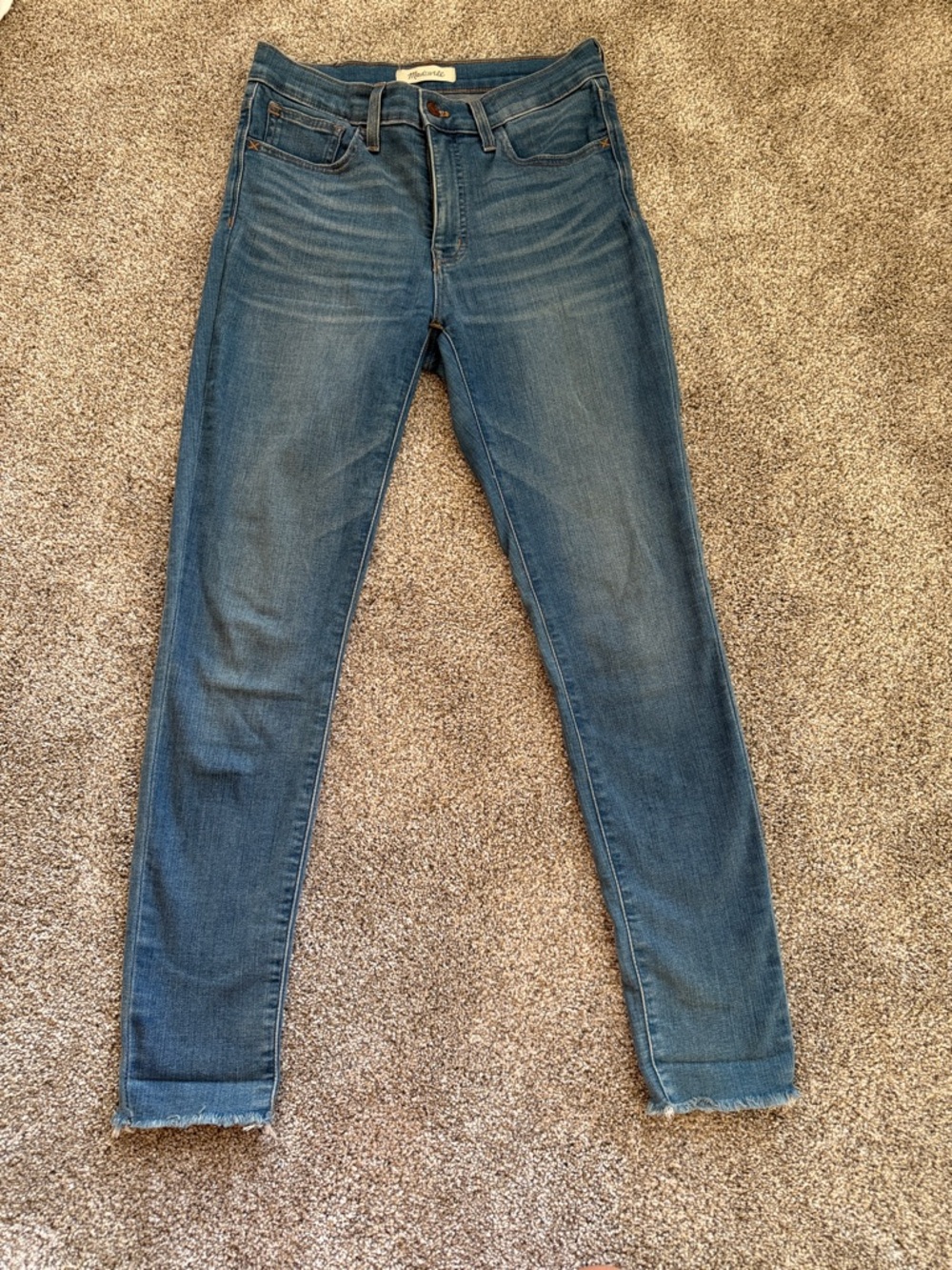 Madewell Women's 9” Mid-Rise Skinny Jeans in Blue Wash with Raw Hem